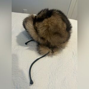 Tory Burch Fur Trapper Hat in Brown and Black